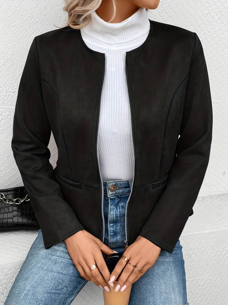 Lässige Rundhalsjacke für Frauen