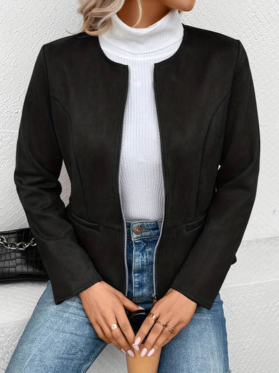 Lässige Rundhalsjacke für Frauen
