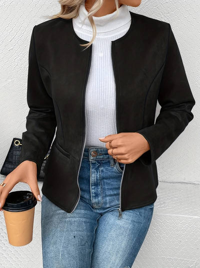 Lässige Rundhalsjacke für Frauen