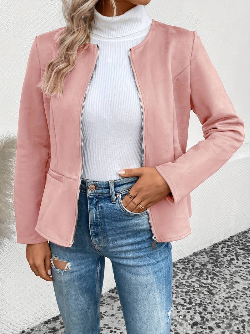 Lässige Rundhalsjacke für Frauen