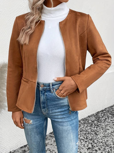 Lässige Rundhalsjacke für Frauen