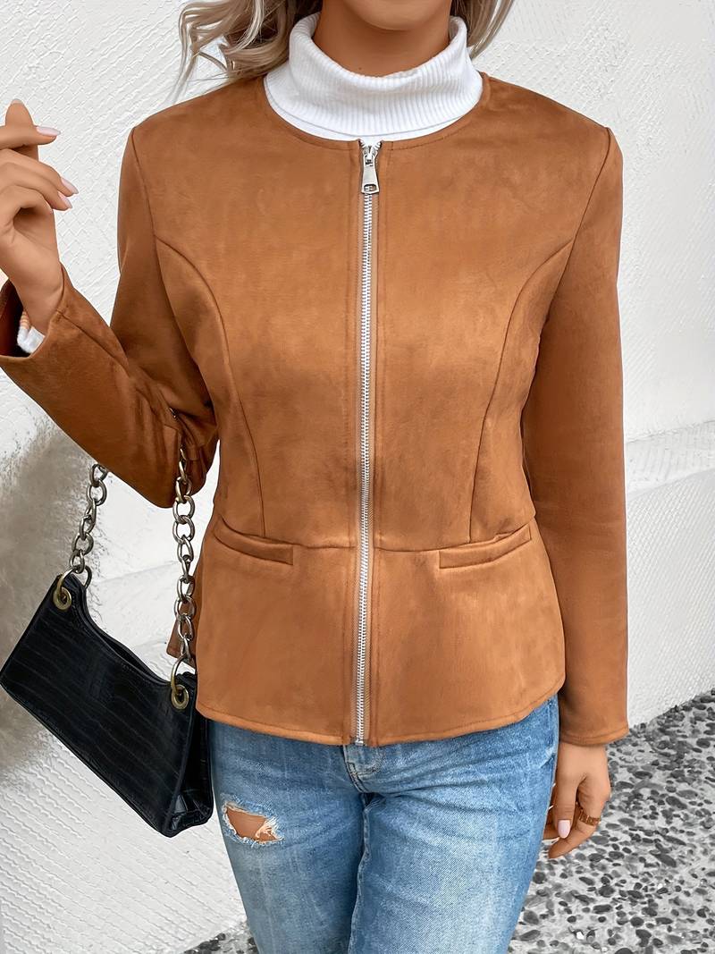 Lässige Rundhalsjacke für Frauen