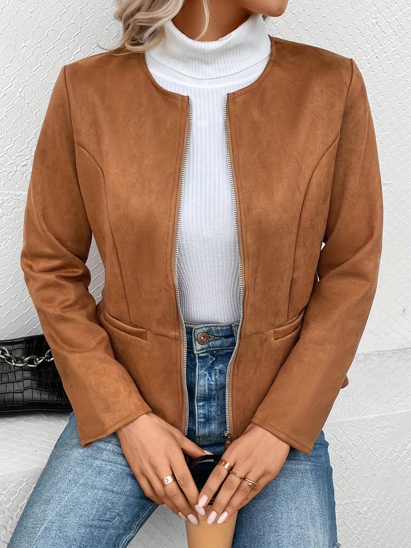 Lässige Rundhalsjacke für Frauen