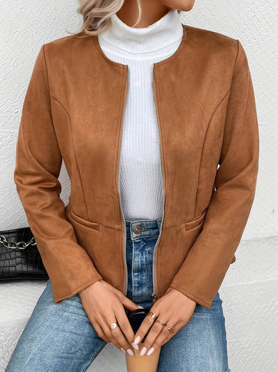 Lässige Rundhalsjacke für Frauen