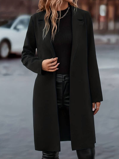 Schwarze Lange Jacke mit Gürtel für Damen