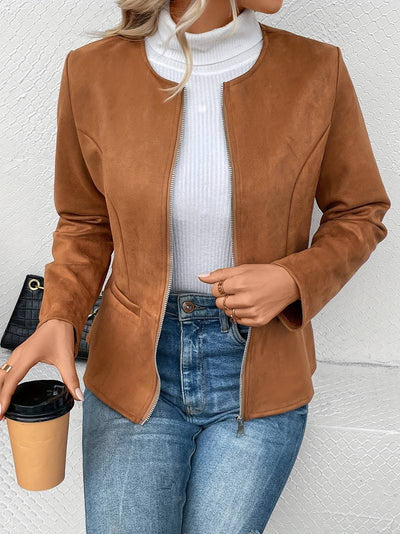 Lässige Rundhalsjacke für Frauen