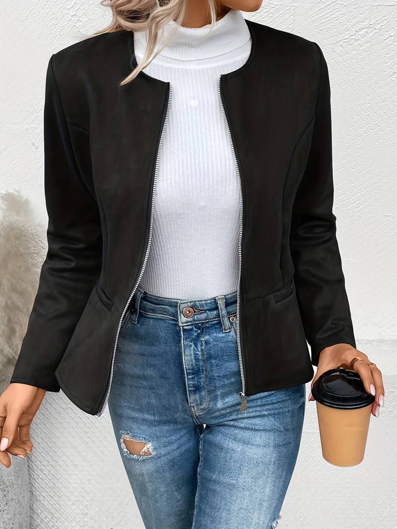 Lässige Rundhalsjacke für Frauen