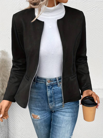 Lässige Rundhalsjacke für Frauen