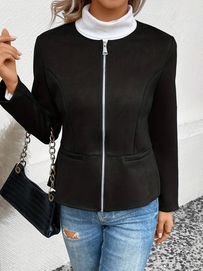 Lässige Rundhalsjacke für Frauen