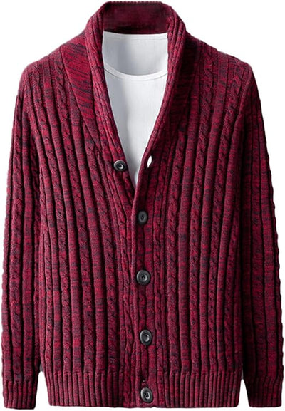 Schalkragen Rippstrick Strickjacke für Herren