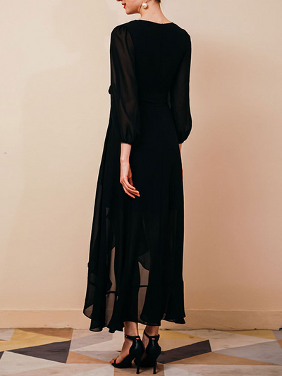 Elegantes Wickelkleid | Luftiger Chiffon | Asymmetrischer Saum