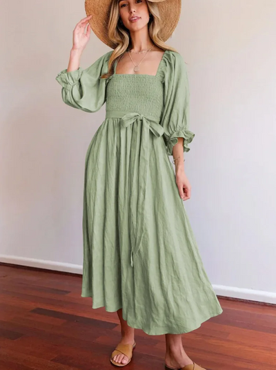 Oriana™ | FRANZÖSISCHES KLEID MIT RÜSCHENÄRMELN