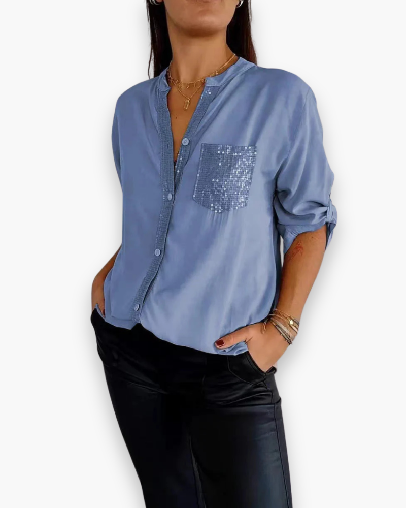 Damen Glitzer Pailletten Top | Festlich Elegant