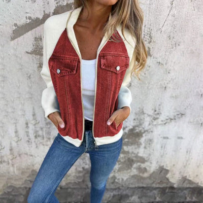 Denimjacke mit Kapuze und Reißverschluss für Frauen