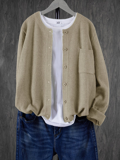 Strickjacke mit Aufgesetzter Tasche für Damen