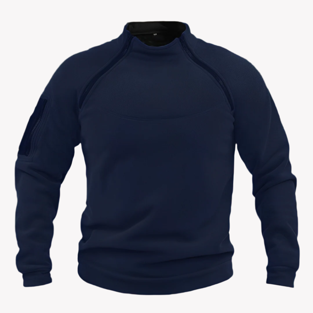 Fleecepullover für den Herbst - Taktischer Outdoor Pullover mit Reißverschlüssen und Armtasche für Herren