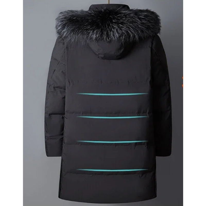 Zip-up Parka Jacke mit Pelzkapuze für Herren