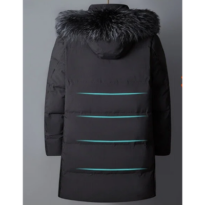 Zip-up Parka Jacke mit Pelzkapuze für Herren