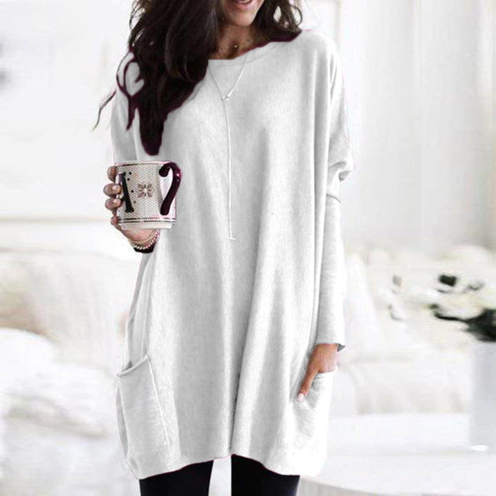 Langärmeliger Pullover mit Taschen für Frauen