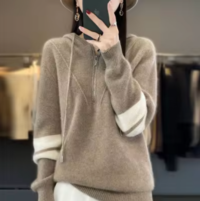 Strickpullover mit Kapuze für Frauen