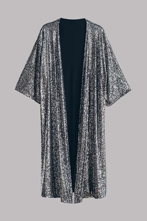 Kimono-Strickjacke mit Pailletten für Frauen