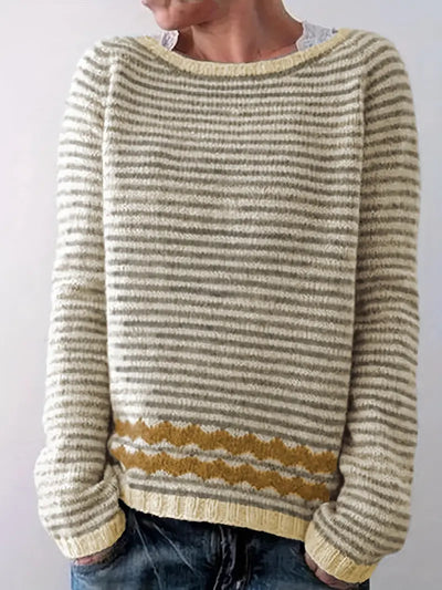 Leichter Streifen-Strickpullover für Frauen