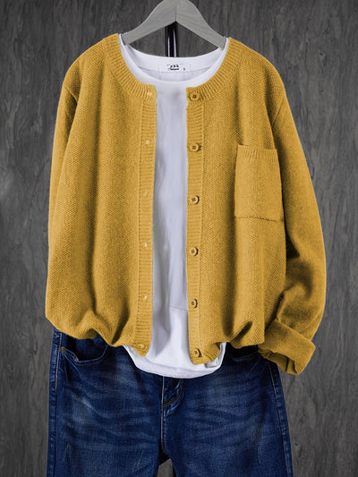 Strickjacke mit Aufgesetzter Tasche für Damen