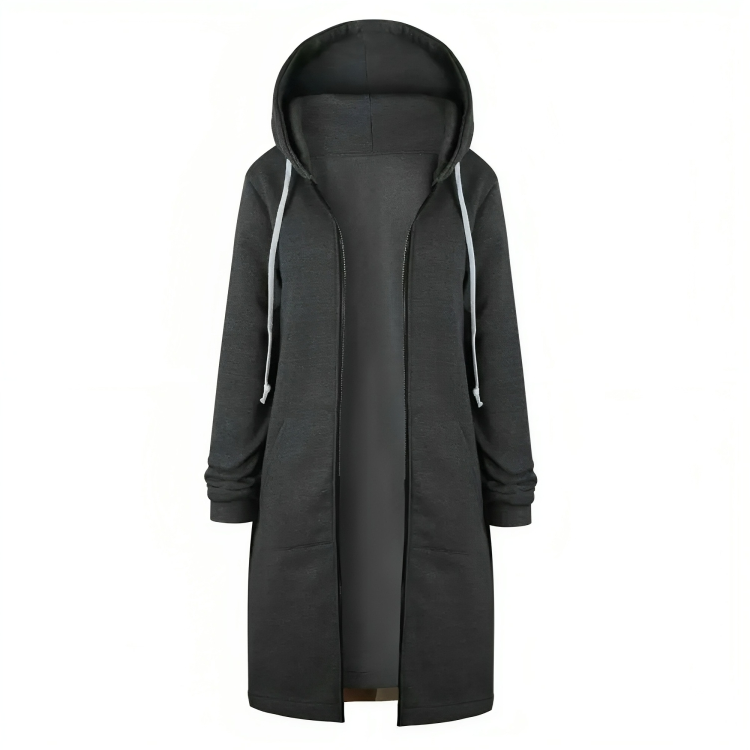 Stylischer Langer Zip-Up Kapuzenpullover mit Taschen für Damen