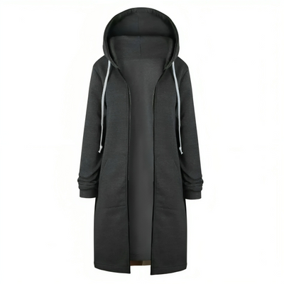 Stylischer Langer Zip-Up Kapuzenpullover mit Taschen für Damen
