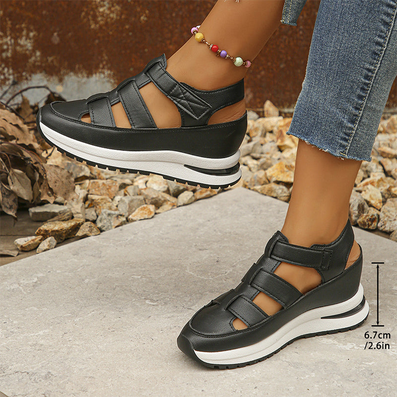 Sandaletten für Damen - Bequeme Sommer-Platform Sandalen mit Klettverschluss