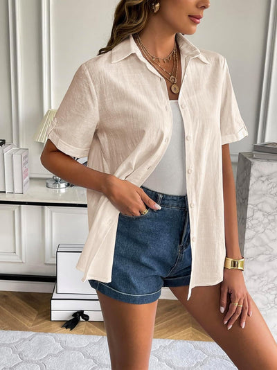 Ailani® | Damen-Sommerbluse mit V-Ausschnitt und kurzen Ärmeln