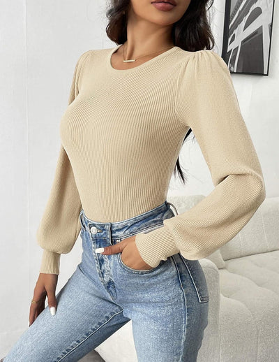 Aziza® | Geripptes Body-Top mit langen Ärmeln