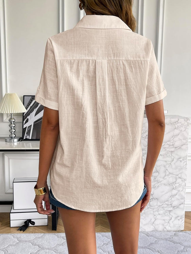 Ailani® | Damen-Sommerbluse mit V-Ausschnitt und kurzen Ärmeln