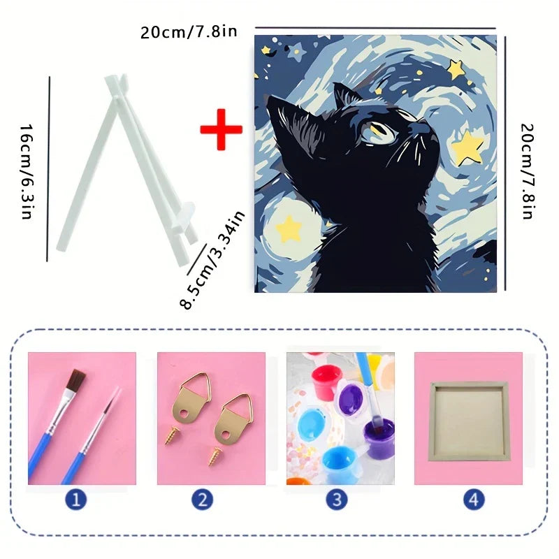 ColorMuse DIY Katzenmalset – Ölmalerei nach Zahlen-Set für Entspannung und kreative Gestaltung