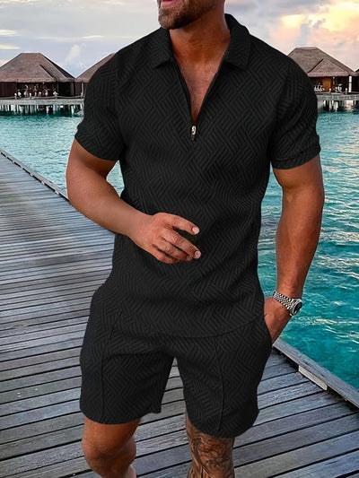 Zweiteiler für Herren - Stilvolles Set mit Poloshirt und Shorts für den Sommer