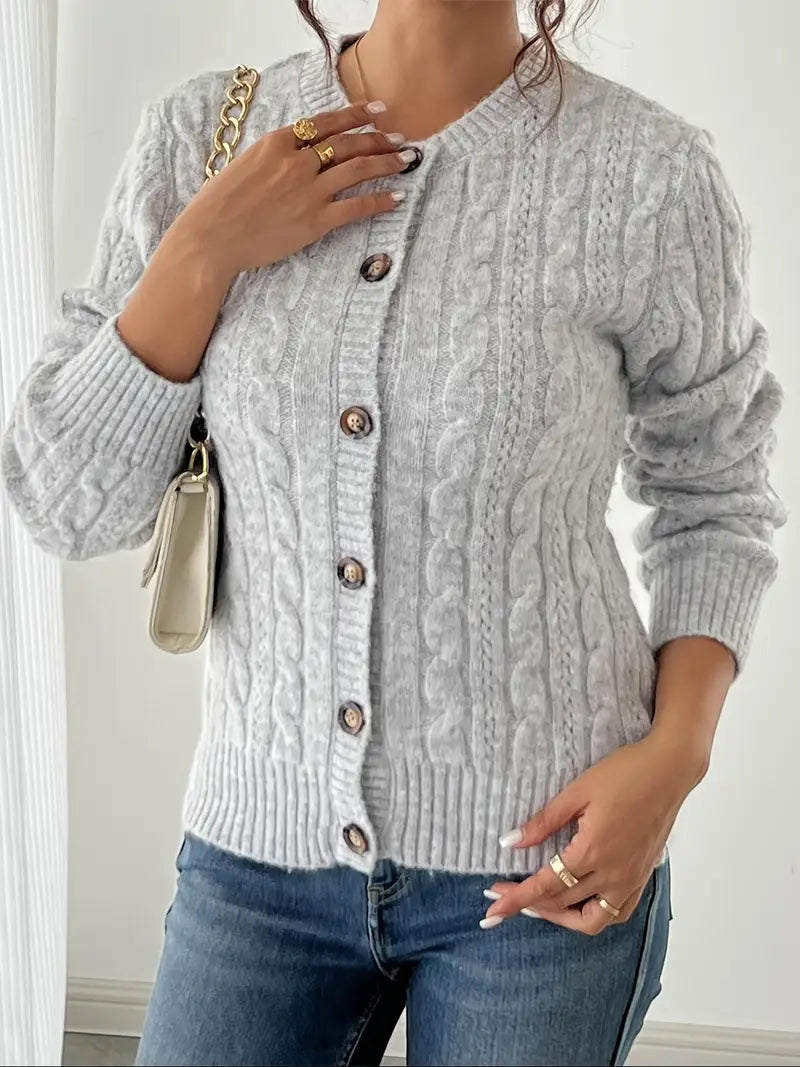 STRICK KABEL CARDIGAN | ELEGANTER WARMHALTER