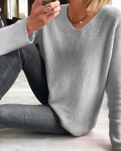 Pullover mit V-Ausschnitt in Übergröße für Damen