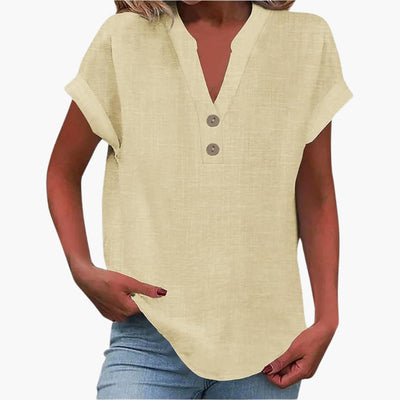 Damen Bluse mit V-Ausschnitt und kurzen Ärmeln