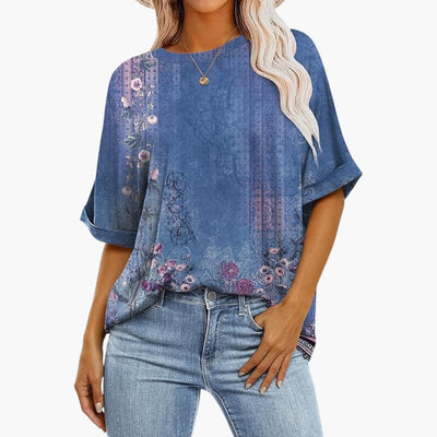 Damen Oversize T-Shirt mit Rundhals und kurzen Ärmeln