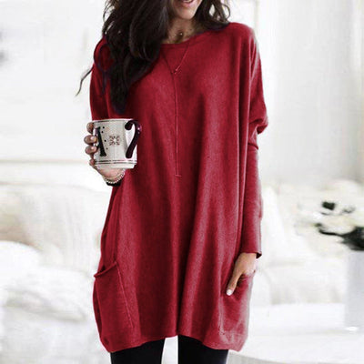 Langärmeliger Pullover mit Taschen für Frauen