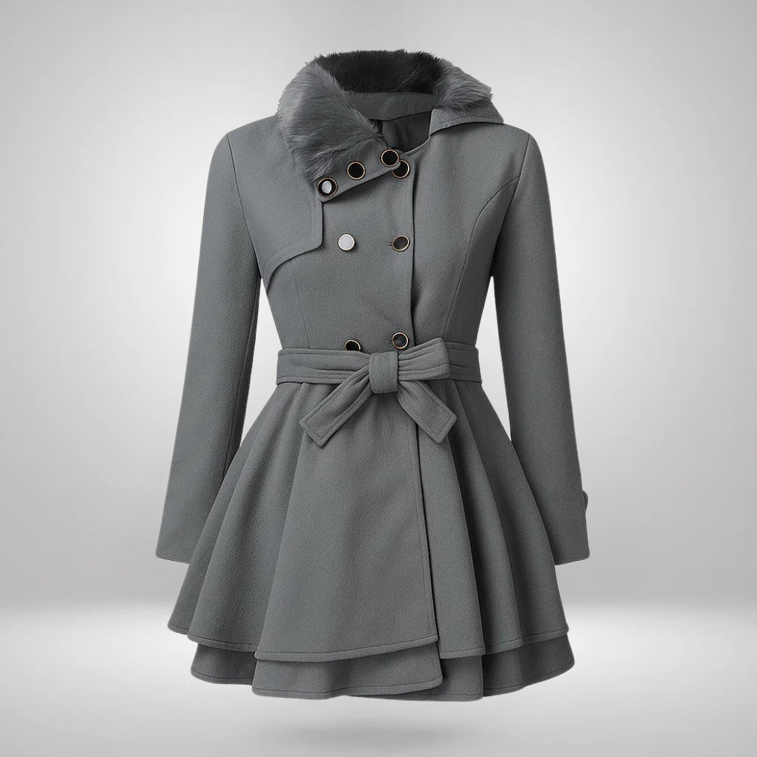 Yena™ | Schicker Trenchcoat mit veganem Pelz