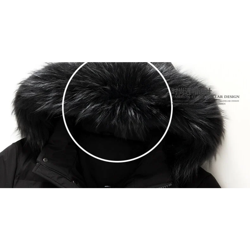 Zip-up Parka Jacke mit Pelzkapuze für Herren