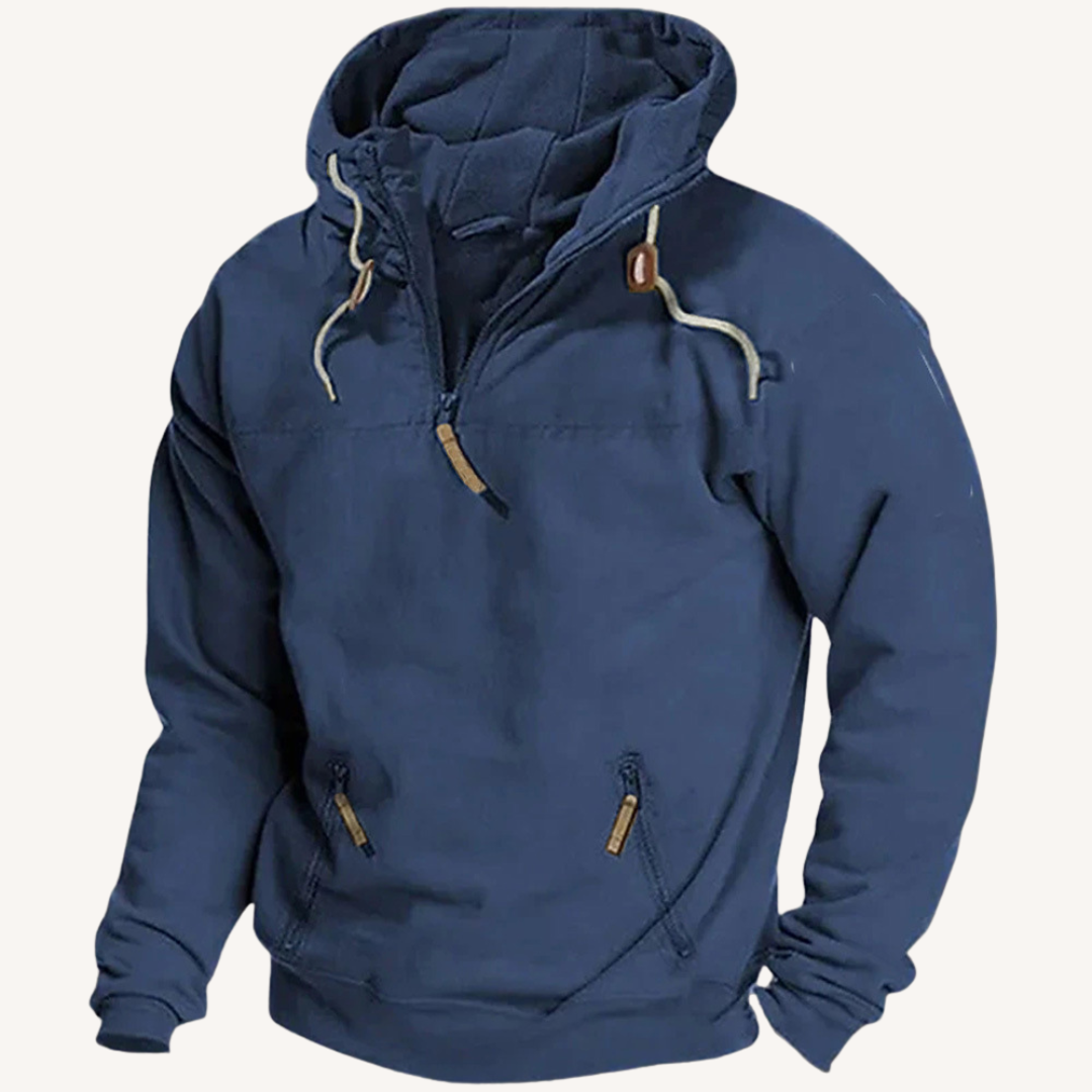 Pullover mit halbem Reißverschluss und Kapuze für Männer