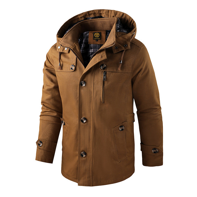 Klassische Wattierte Kapuzenjacke mit Taschen für Herren