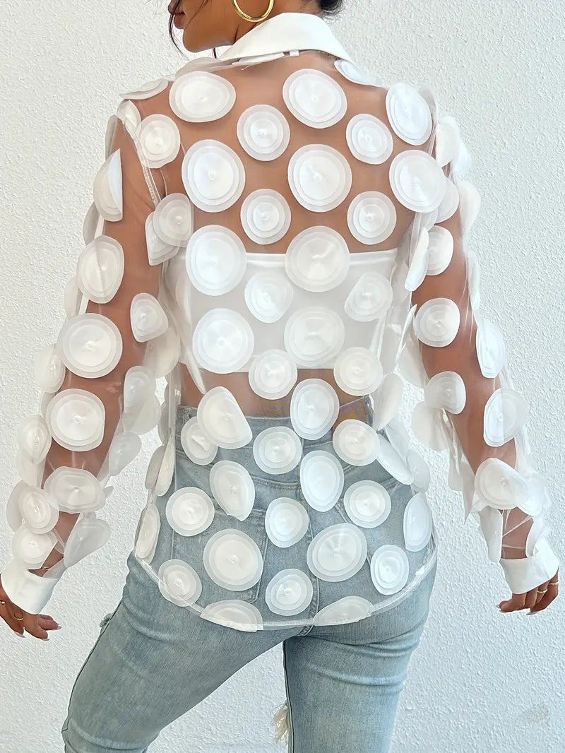 Bluse mit 3D-Effekt | Transparente Optik | Verspieltes Design