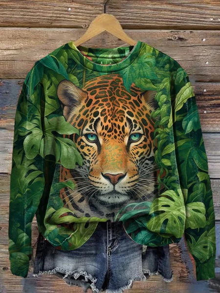 Lässiger Grüner Jaguar Pullover für Damen