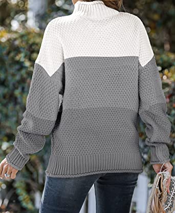 Gemütlicher Dreifarbiger Rollkragenpullover für Damen
