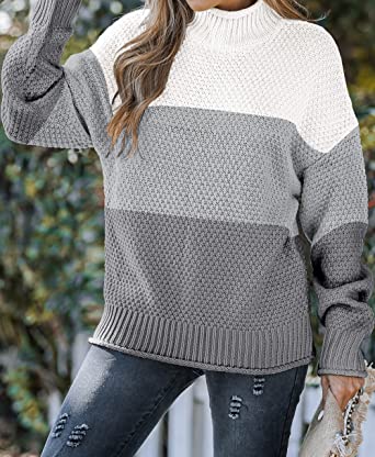 Gemütlicher Dreifarbiger Rollkragenpullover für Damen