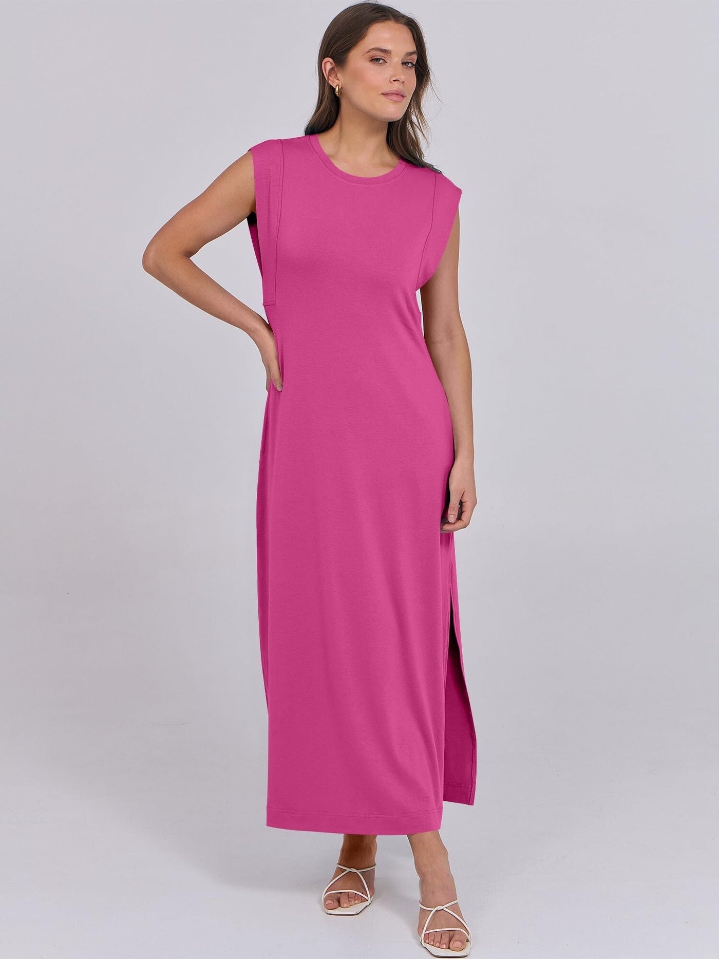 Breezeluxe Legeres Sommer-Maxikleid – Kurze Ärmel und Rundhalsausschnitt