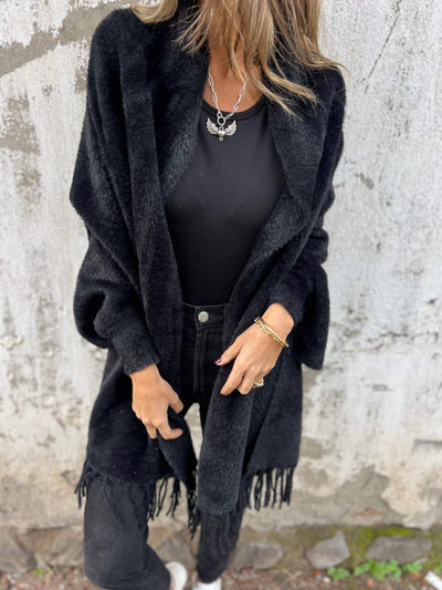 Lässige Fransenstrickjacke für Damen